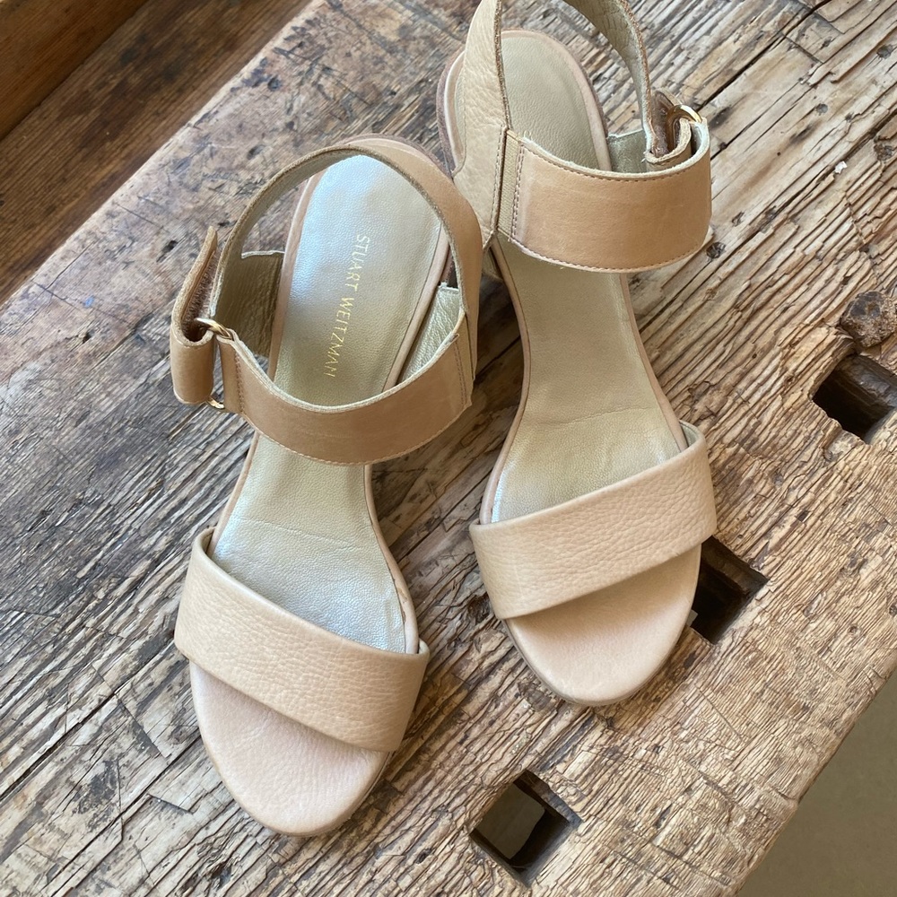 Stuart Weitzman leather block heel sandal